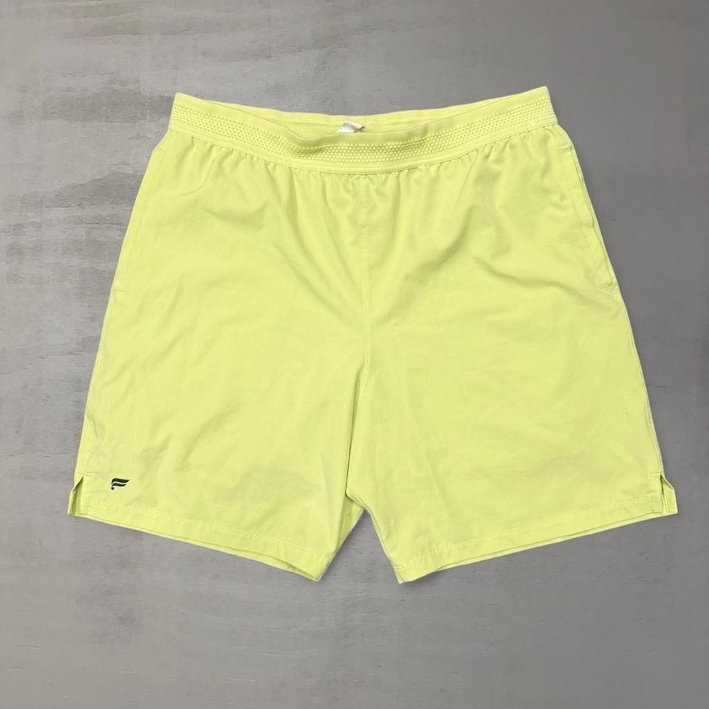 Fabletics Fundamental Athletic Shorts Neon Yellow Lined Performance Gym Large